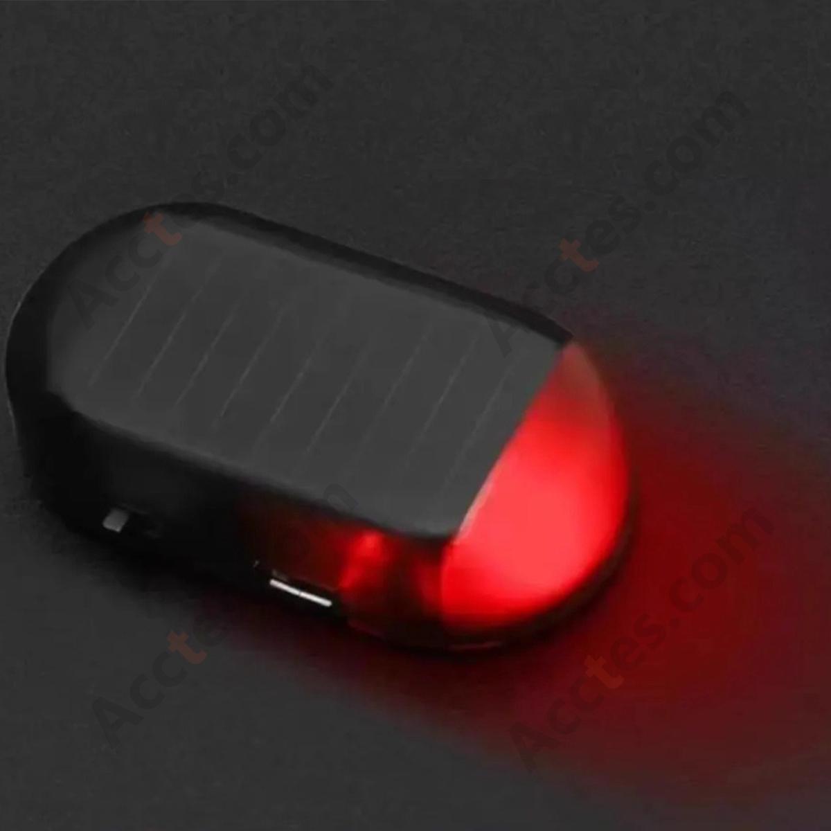 Red Solar USB Dual Charge Fake Alarm Warning Light For Car