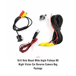 Drill Hole Mount Wide Angle Fisheye HD Night Vision Car Reverse Camera Bag Package