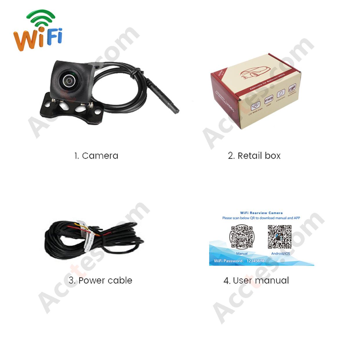 AHD Wireless Backup Camera AI Smart WiFi Signal Red Black Wire Black Lens