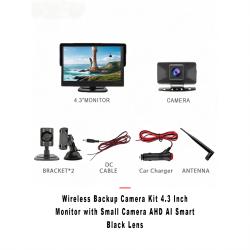 Wireless Backup Camera Kit 4.3 Inch Monitor with Small Camera AHD AI Smart Black Lens