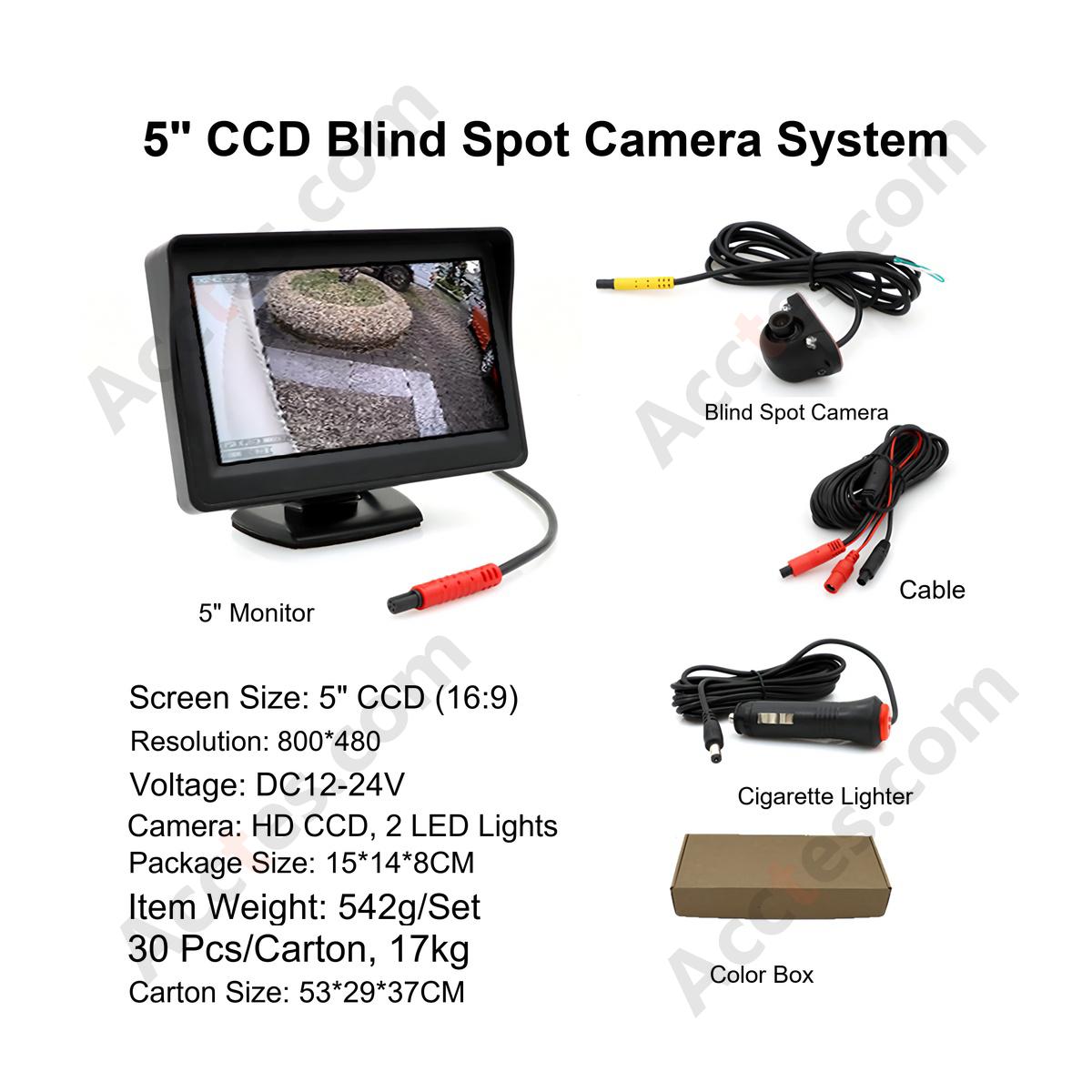 Truck Reversing Monitor 5 Inch Screen with CCD Blind Spot Camera CarPlay Compatible