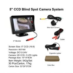 Truck Reversing Monitor 5 Inch Screen with CCD Blind Spot Camera CarPlay Compatible