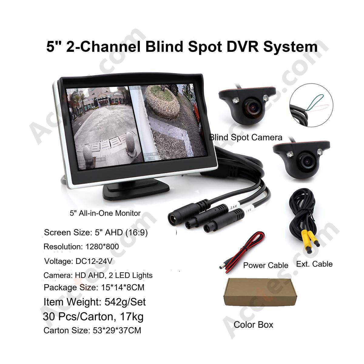 Truck Reversing Monitor 5 Inch Screen with 2 Cameras CarPlay Compatible