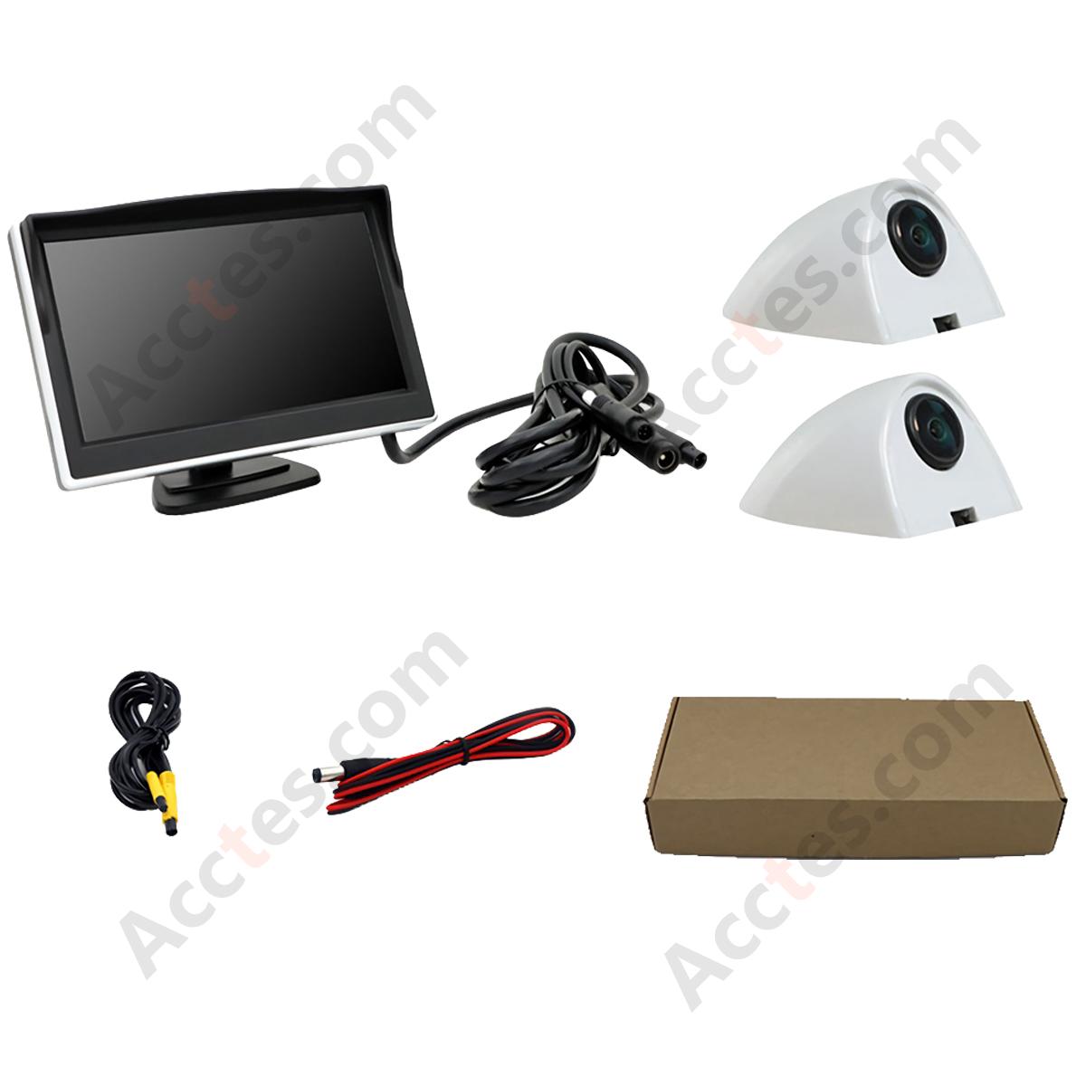 Truck Reversing Monitor 5 Inch Screen with 2 Cameras Side Mount CarPlay Compatible
