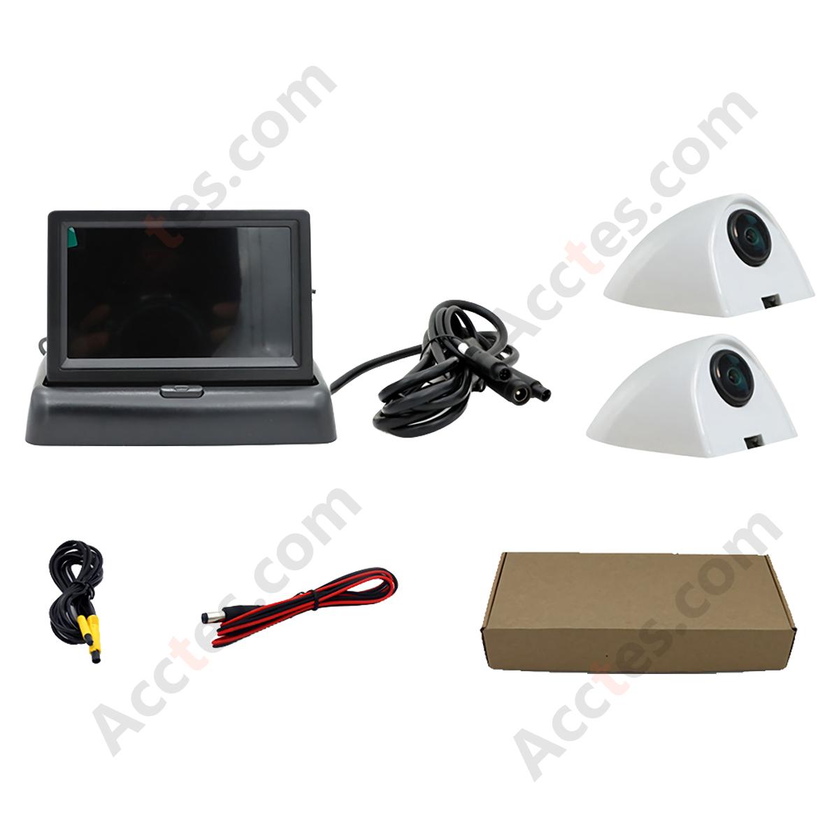 Truck Reversing Monitor 5 Inch Folding Screen with 2 Cameras Side Mount CarPlay Compatible