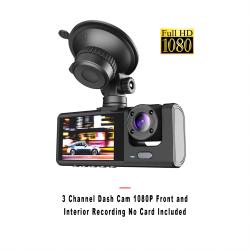 3 Channel Dash Cam 1080P Front and Interior Recording No Card Included