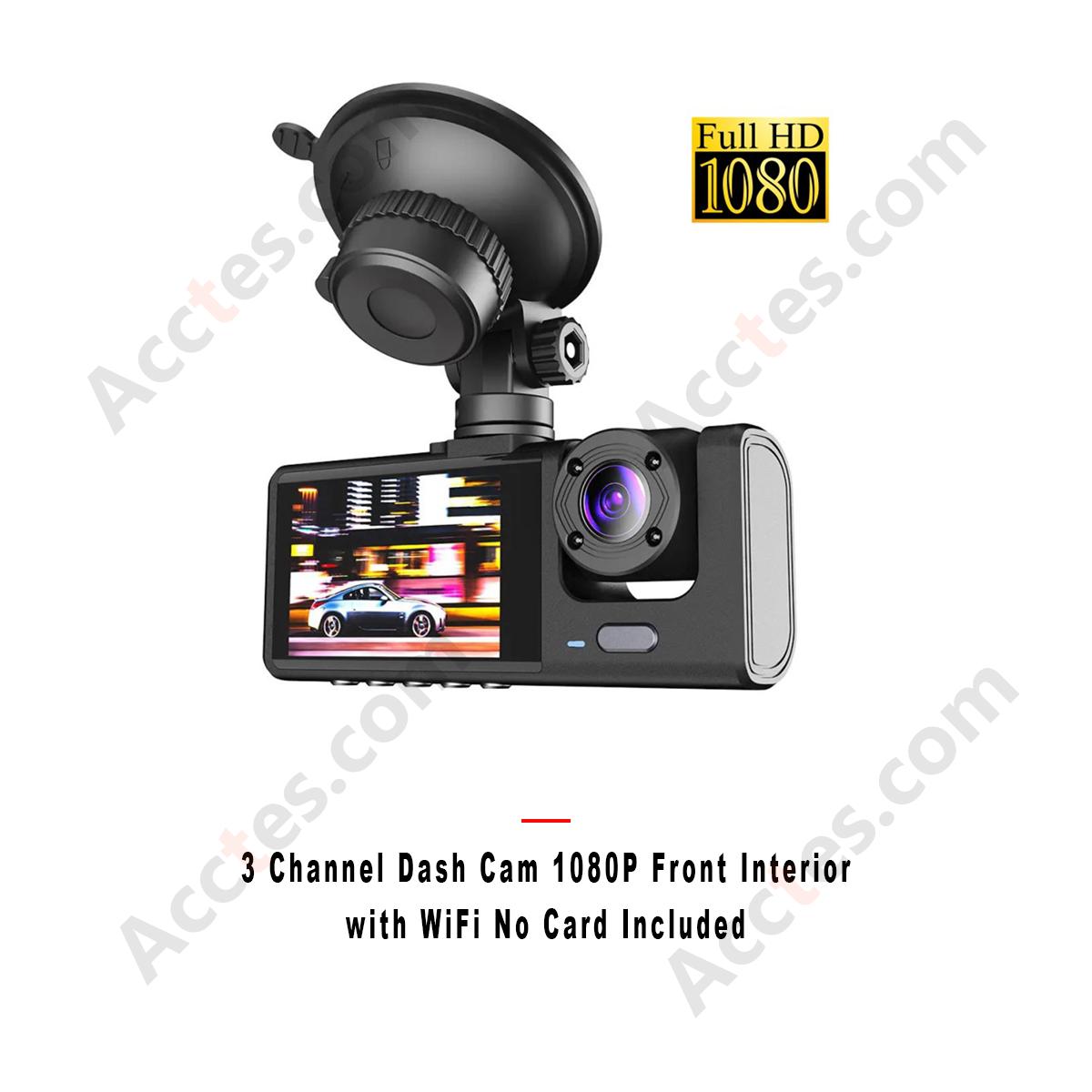3 Channel Dash Cam 1080P Front Interior with WiFi No Card Included