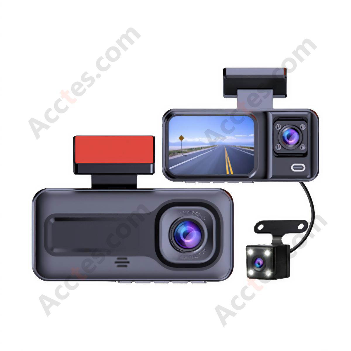 3 Channel Dash Cam 1080P S25 Model Front Middle Rear Camera