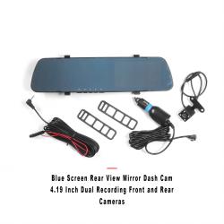 Blue Screen Rear View Mirror Dash Cam 4.19 Inch Dual Recording Front and Rear Cameras