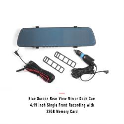 Blue Screen Rear View Mirror Dash Cam 4.19 Inch Single Front Recording with 32GB Memory Card