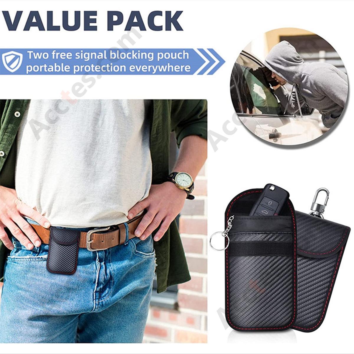 RFID Anti Theft Faraday Key Signal Blocker Pouch 2 Pieces