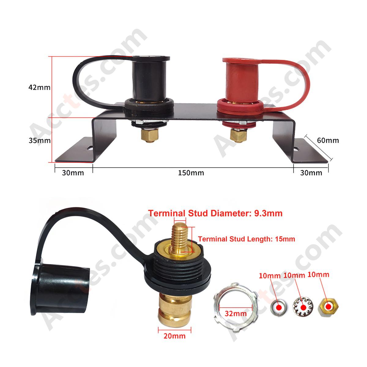 Car Brass Remote Battery Terminal Charger With Type A Mounting Bracket