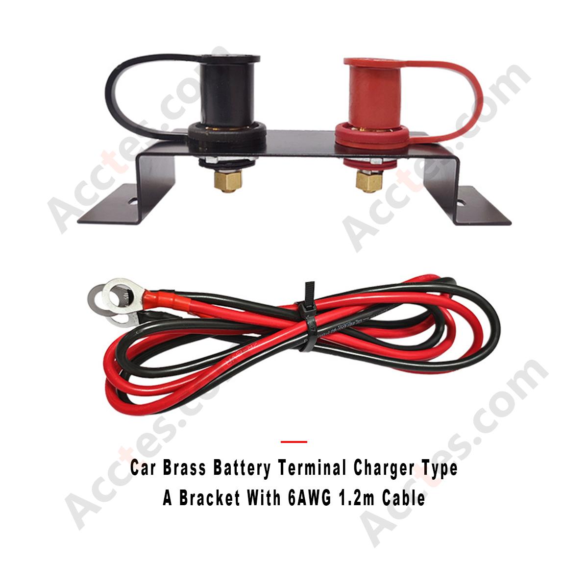 Car Brass Battery Terminal Charger Type A Bracket With 6AWG 1.2m Cable