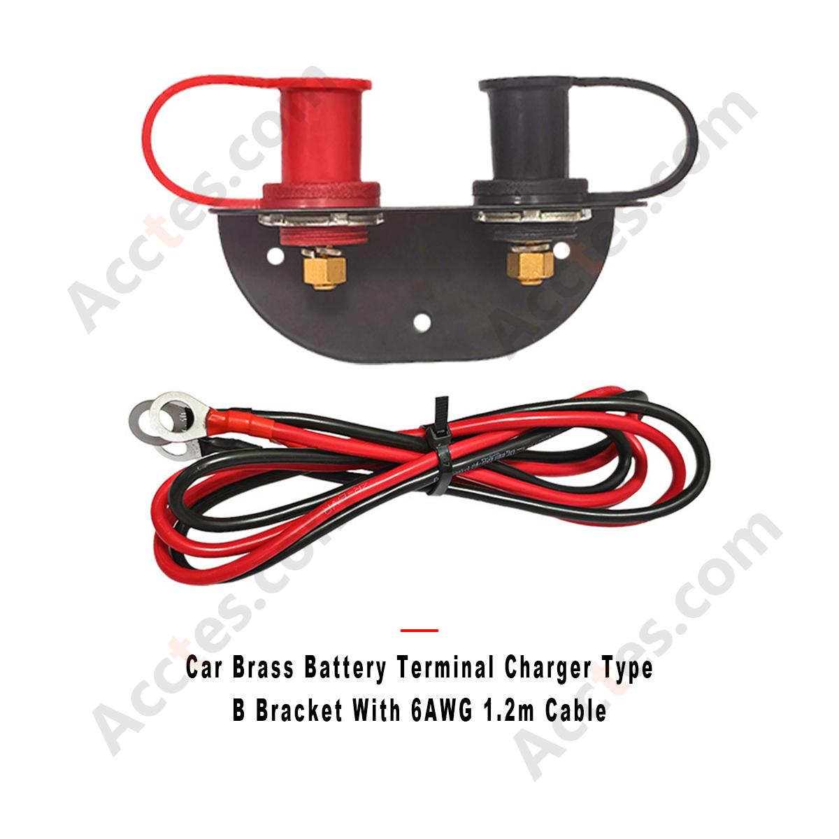 Car Brass Battery Terminal Charger Type B Bracket With 6AWG 1.2m Cable